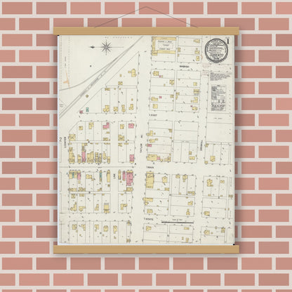 Old map wall art mockup — magnetic wood frame on brick wall — Sanborn Fire Insurance Map from Sorento, Bond County, Illinois (1899) - Complete Map Set
