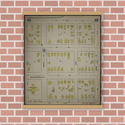 Old map wall art mockup — magnetic wood frame on brick wall — Sanborn Fire Insurance Map from New Jersey Coast, New Jersey Coast, New Jersey (1890), Sheet #0043