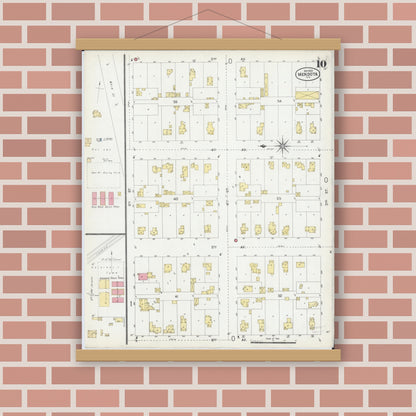 Old map wall art mockup — magnetic wood frame on brick wall — Sanborn Fire Insurance Map from Mendota, La Salle County, Illinois (1902), Sheet #0010
