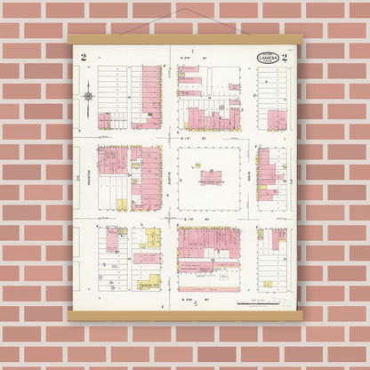 Old map wall art mockup — magnetic wood frame on brick wall — Sanborn Fire Insurance Map from Lamesa, Dawson County, Texas (1925), Sheet #0002