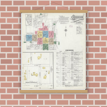 Old map wall art mockup — magnetic wood frame on brick wall — Sanborn Fire Insurance Map from Robinson, Crawford County, Illinois (1916) - Complete Map Set