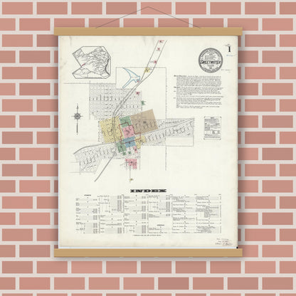 Old map wall art mockup — magnetic wood frame on brick wall — Sanborn Fire Insurance Map from Sweetwater, Nolan County, Texas (1914) - Complete Map Set