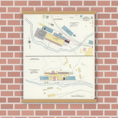 Old map wall art mockup — magnetic wood frame on brick wall — Sanborn Fire Insurance Map from Egypt, Lehigh County, Pennsylvania (1911), Sheet #0005