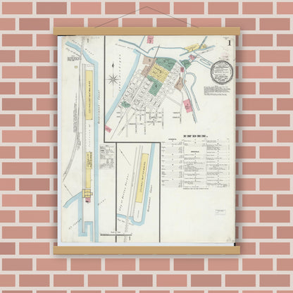Old map wall art mockup — magnetic wood frame on brick wall — Sanborn Fire Insurance Map from Saint Joseph, Berrien County, Michigan (1896) - Complete Map Set