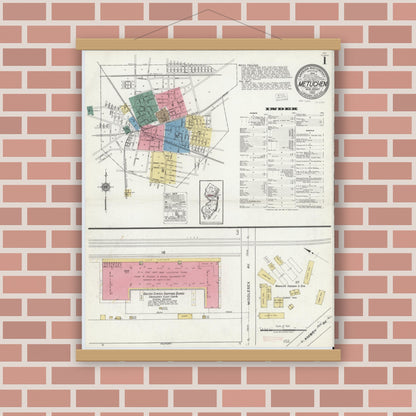 Old map wall art mockup — magnetic wood frame on brick wall — Sanborn Fire Insurance Map from Metuchen, Middlesex County, New Jersey (1920) - Complete Map Set