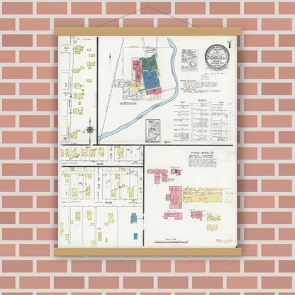 Old map wall art mockup — magnetic wood frame on brick wall — Sanborn Fire Insurance Map from Zionsville, Boone County, Indiana (1922) - Complete Map Set
