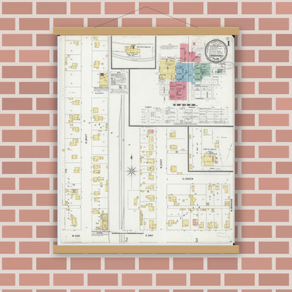 Old map wall art mockup — magnetic wood frame on brick wall — Sanborn Fire Insurance Map from Carbondale, Jackson County, Illinois (1899) - Complete Map Set