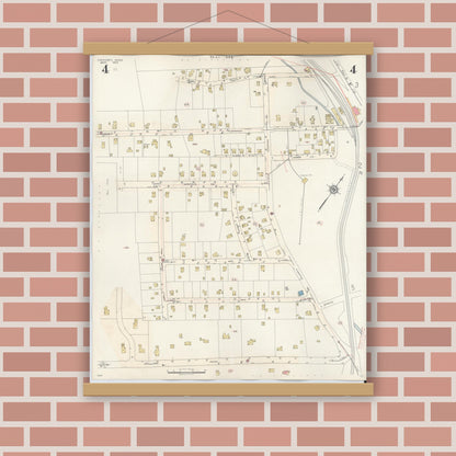 Old map wall art mockup — magnetic wood frame on brick wall — Sanborn Fire Insurance Map from Cohasset, Norfolk County, Massachusetts (1940), Sheet #0004