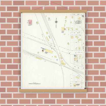 Old map wall art mockup — magnetic wood frame on brick wall — Sanborn Fire Insurance Map from Clare, Clare County, Michigan (1910), Sheet #0006
