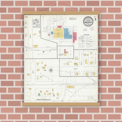 Old map wall art mockup — magnetic wood frame on brick wall — Sanborn Fire Insurance Map from Dodge Center, Dodge County, Minnesota (1904) - Complete Map Set