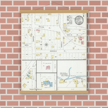 Old map wall art mockup — magnetic wood frame on brick wall — Sanborn Fire Insurance Map from Fox Lake, Dodge County, Wisconsin (1892) - Complete Map Set