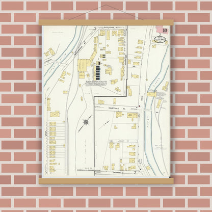 Old map wall art mockup — magnetic wood frame on brick wall — Sanborn Fire Insurance Map from Luzerne, Luzerne County, Pennsylvania (1911), Sheet #0010