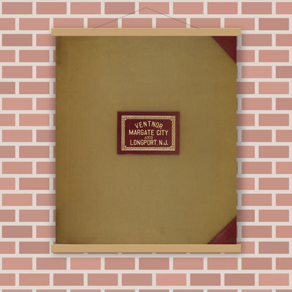 Old map wall art mockup — magnetic wood frame on brick wall — Sanborn Fire Insurance Map from Ventnor, Atlantic County, New Jersey (1949), Sheet #0001