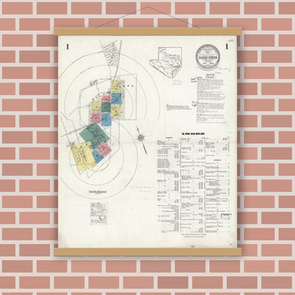 Old map wall art mockup — magnetic wood frame on brick wall — Sanborn Fire Insurance Map from Goose Creek, Harris County, Texas (1926) - Complete Map Set