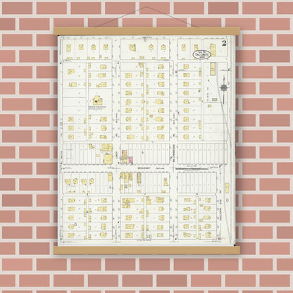 Old map wall art mockup — magnetic wood frame on brick wall — Sanborn Fire Insurance Map from Taconite, Ltasca County, Minnesota (1921), Sheet #0002