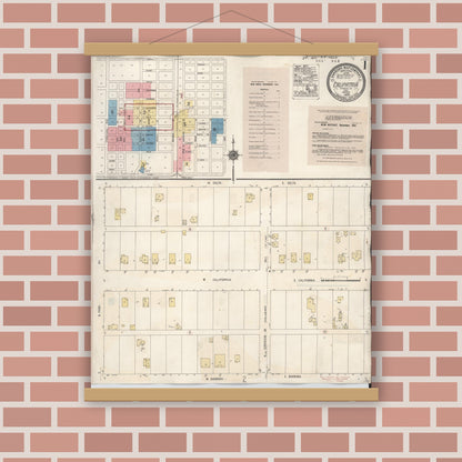 Old map wall art mockup — magnetic wood frame on brick wall — Sanborn Fire Insurance Map from Calipatria, Imperial County, California (1941) - Complete Map Set