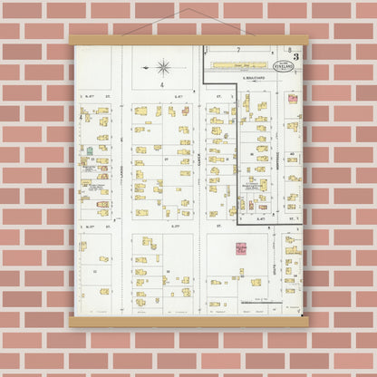 Old map wall art mockup — magnetic wood frame on brick wall — Sanborn Fire Insurance Map from Vineland, Cumberland County, New Jersey (1900), Sheet #0003