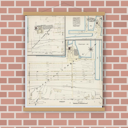 Old map wall art mockup — magnetic wood frame on brick wall — Sanborn Fire Insurance Map from Ashland, Ashland County, Wisconsin (1884), Sheet #0004