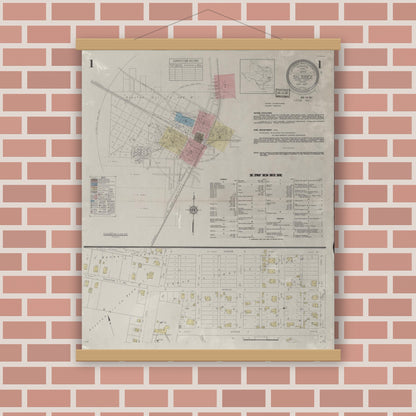 Old map wall art mockup — magnetic wood frame on brick wall — Sanborn Fire Insurance Map from Silsbee, Hardin County, Texas (1937) - Complete Map Set