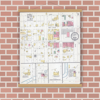 Old map wall art mockup — magnetic wood frame on brick wall — Sanborn Fire Insurance Map from Bethany, Harrison County, Missouri (1900) - Complete Map Set