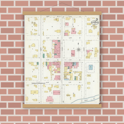 Old map wall art mockup — magnetic wood frame on brick wall — Sanborn Fire Insurance Map from Coudersport, Potter County, Pennsylvania (1903), Sheet #0003