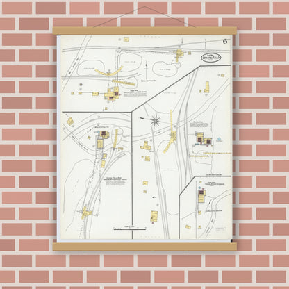 Old map wall art mockup — magnetic wood frame on brick wall — Sanborn Fire Insurance Map from Crystal Falls, Iron County, Michigan (1904), Sheet #0006