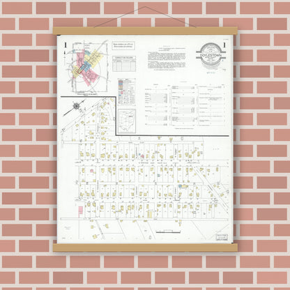 Old map wall art mockup — magnetic wood frame on brick wall — Sanborn Fire Insurance Map from Doylestown, Wayne County, Ohio (1947) - Complete Map Set