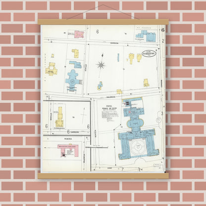 Old map wall art mockup — magnetic wood frame on brick wall — Sanborn Fire Insurance Map from Saint Augustine, Saint John's County, Florida (1899), Sheet #0006