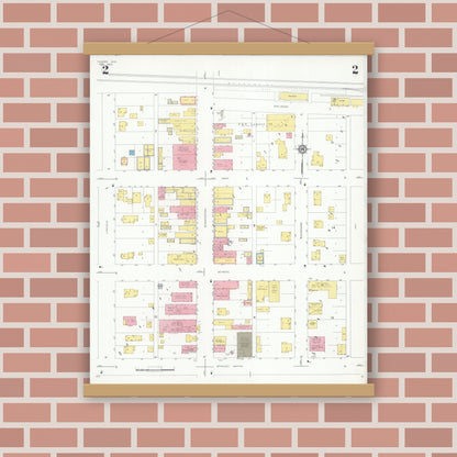 Old map wall art mockup — magnetic wood frame on brick wall — Sanborn Fire Insurance Map from Thorpe, Clark County, Wisconsin (1933), Sheet #0002