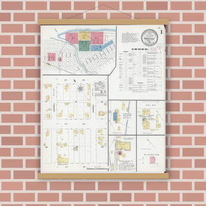 Old map wall art mockup — magnetic wood frame on brick wall — Sanborn Fire Insurance Map from Wabasha, Wabasha County, Minnesota (1902) - Complete Map Set