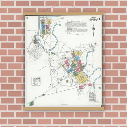 Old map wall art mockup — magnetic wood frame on brick wall — Sanborn Fire Insurance Map from Painesville, Lake County, Ohio (1919) - Complete Map Set