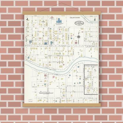 Old map wall art mockup — magnetic wood frame on brick wall — Sanborn Fire Insurance Map from Fort Lauderdale, Broward County, Florida (1924), Sheet #0004