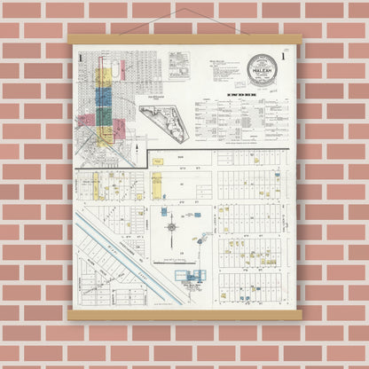 Old map wall art mockup — magnetic wood frame on brick wall — Sanborn Fire Insurance Map from Hialeah, Dade County, Florida (1926) - Complete Map Set