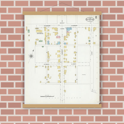 Old map wall art mockup — magnetic wood frame on brick wall — Sanborn Fire Insurance Map from Millerstown, Perry County, Pennsylvania (1899), Sheet #0002