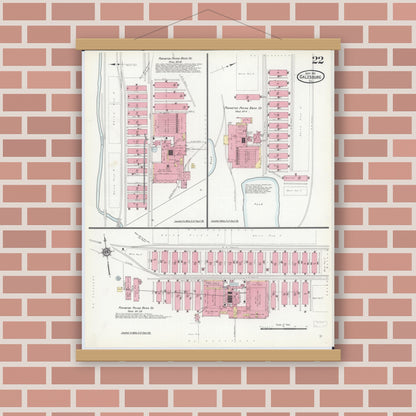 Old map wall art mockup — magnetic wood frame on brick wall — Sanborn Fire Insurance Map from Galesburg, Knox County, Illinois (1911), Sheet #0022