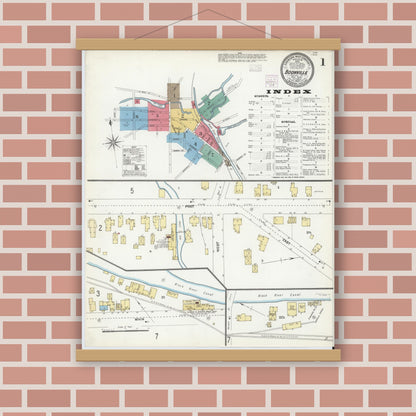 Old map wall art mockup — magnetic wood frame on brick wall — Sanborn Fire Insurance Map from Boonville, Oneida County, New York (1904) - Complete Map Set