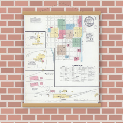 Old map wall art mockup — magnetic wood frame on brick wall — Sanborn Fire Insurance Map from Cape Girardeau, Cape Girardeau County, Missouri (1900) - Complete Map Set