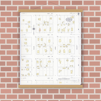 Old map wall art mockup — magnetic wood frame on brick wall — Sanborn Fire Insurance Map from Blue Earth, Faribault County, Minnesota (1911), Sheet #0003