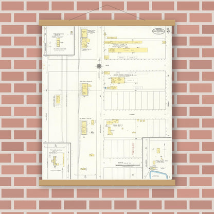Old map wall art mockup — magnetic wood frame on brick wall — Sanborn Fire Insurance Map from Calipatria, Imperial County, California (1922), Sheet #0005