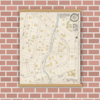 Old map wall art mockup — magnetic wood frame on brick wall — Sanborn Fire Insurance Map from Fairfax, Marin County, California (1919) - Complete Map Set
