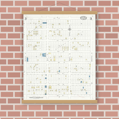 Old map wall art mockup — magnetic wood frame on brick wall — Sanborn Fire Insurance Map from Hialeah, Dade County, Florida (1926), Sheet #0003