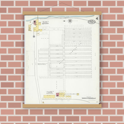 Old map wall art mockup — magnetic wood frame on brick wall — Sanborn Fire Insurance Map from Cass Lake, Cass County, Minnesota (1904), Sheet #0004
