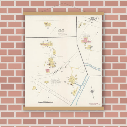 Old map wall art mockup — magnetic wood frame on brick wall — Sanborn Fire Insurance Map from Jackson, Amador County, California (1912), Sheet #0008