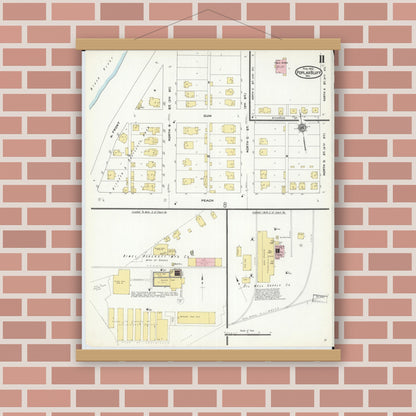 Old map wall art mockup — magnetic wood frame on brick wall — Sanborn Fire Insurance Map from Poplar Bluff, Butler County, Missouri (1910), Sheet #0011