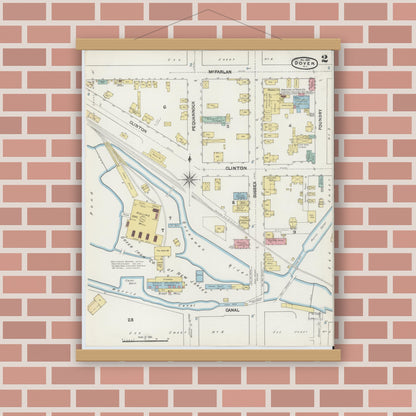 Old map wall art mockup — magnetic wood frame on brick wall — Sanborn Fire Insurance Map from Dover, Morris County, New Jersey (1890) - Complete Map Set