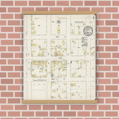 Old map wall art mockup — magnetic wood frame on brick wall — Sanborn Fire Insurance Map from Zumbrota, Goodhue County, Minnesota (1890) - Complete Map Set