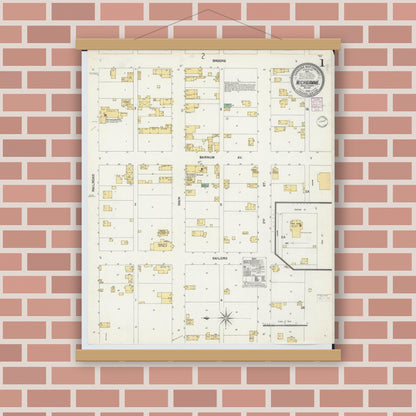 Old map wall art mockup — magnetic wood frame on brick wall — Sanborn Fire Insurance Map from Michigamme, Marquette County, Michigan (1902) - Complete Map Set