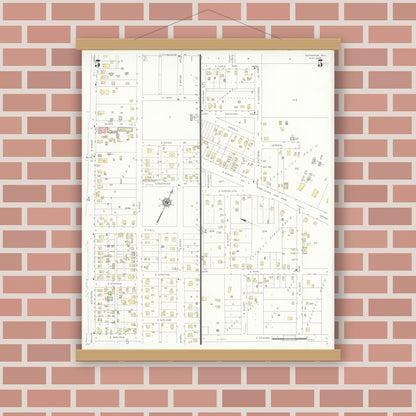 Old map wall art mockup — magnetic wood frame on brick wall — Sanborn Fire Insurance Map from Monahans, Ward County, Texas (1940), Sheet #0005