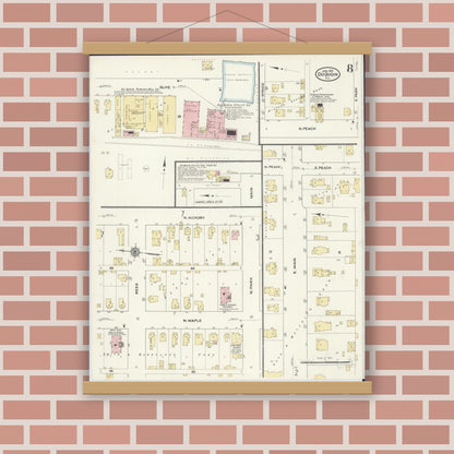 Old map wall art mockup — magnetic wood frame on brick wall — Sanborn Fire Insurance Map from Du Quoin, Perry County, Illinois (1910), Sheet #0008