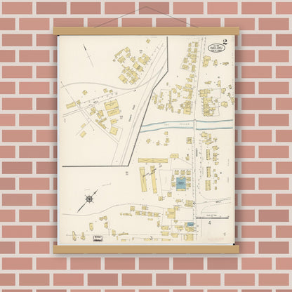 Old map wall art mockup — magnetic wood frame on brick wall — Sanborn Fire Insurance Map from Wailuku, Maui County, Hawaii (1914), Sheet #0002